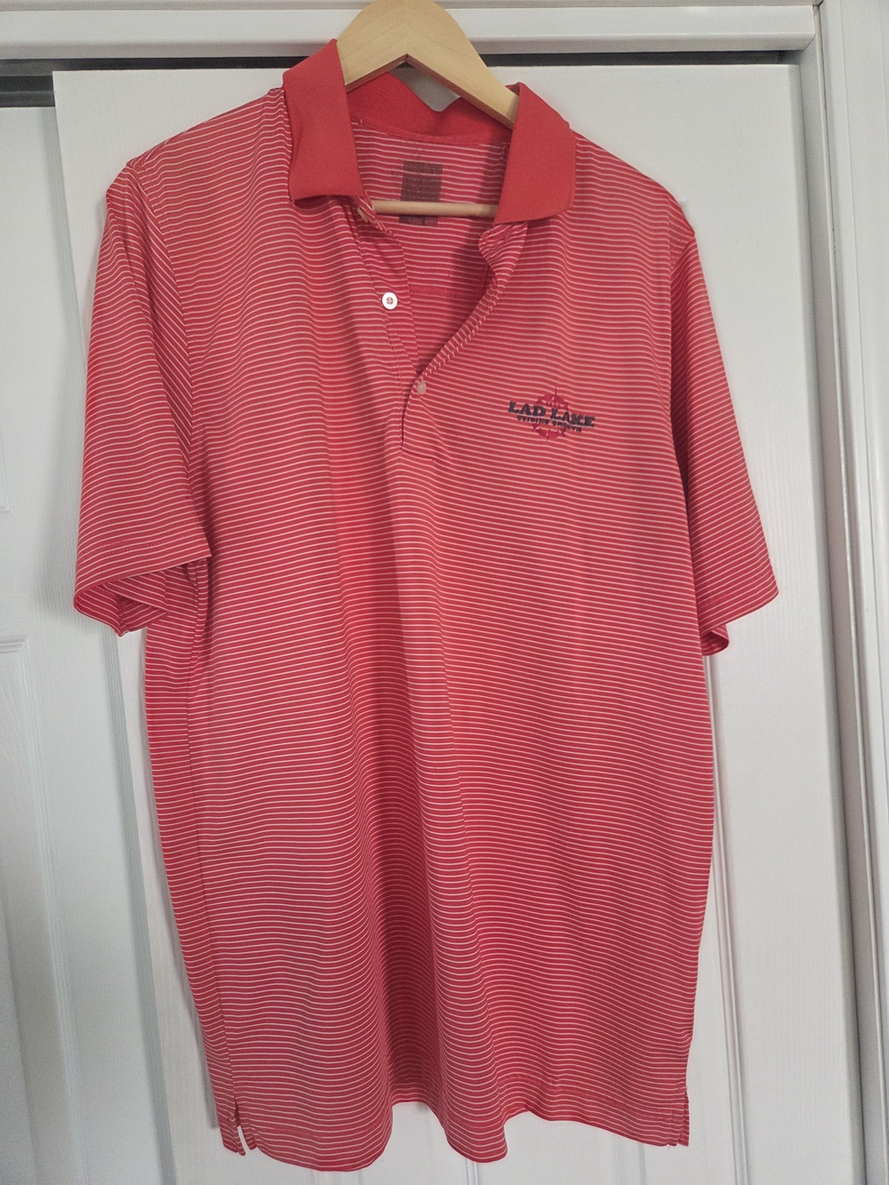 Red Striped Men's Polo Shirt "Lad Lake" Size XL